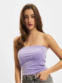 URBAN CLASSICS Damen Top Ladies Short Velvet Tube In Violet