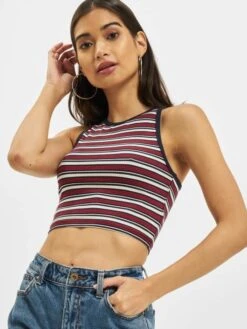 URBAN CLASSICS Damen Top Rib Stripe In Weiß